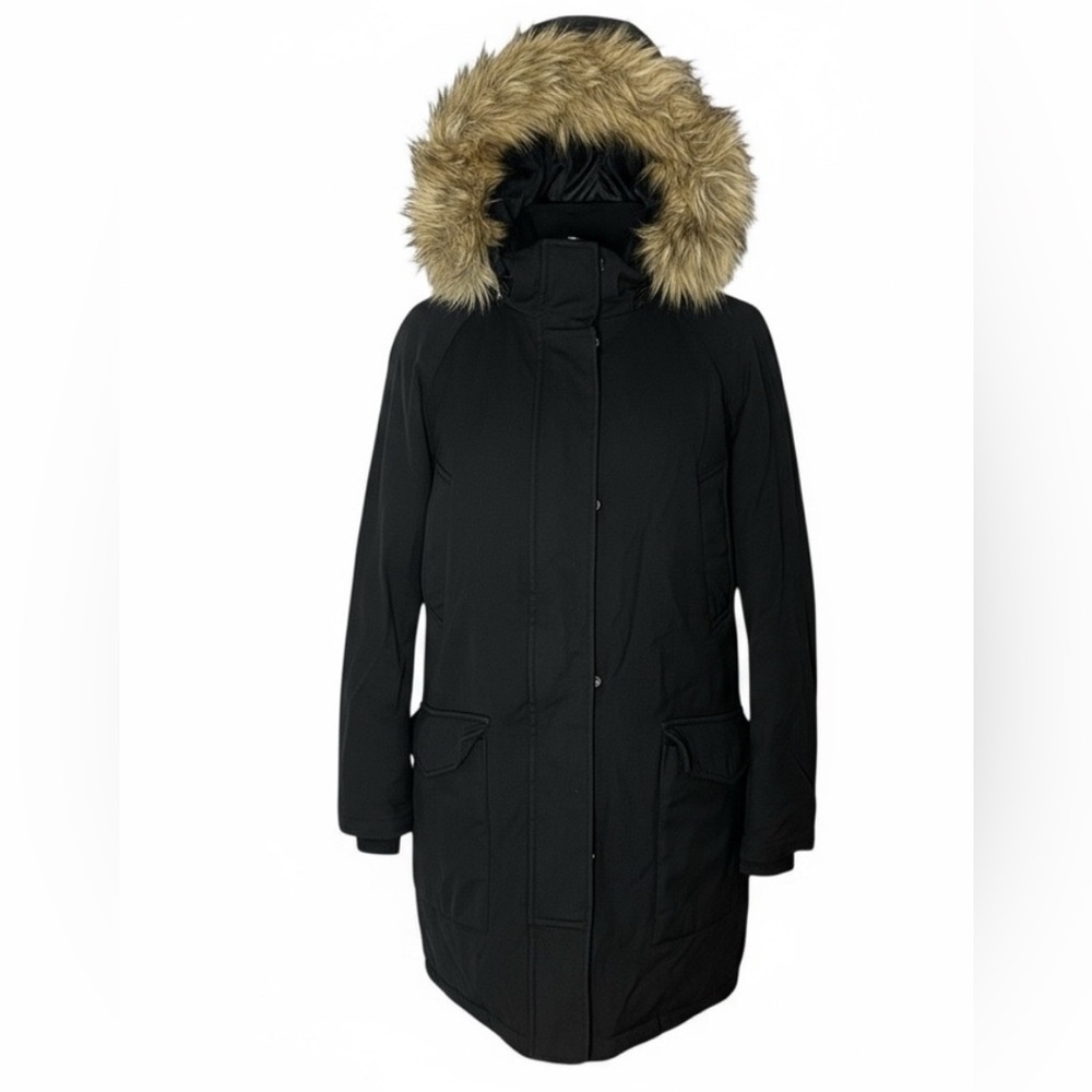 Community Black Wool-Blend Down Parka with Faux Fur Hood Medium